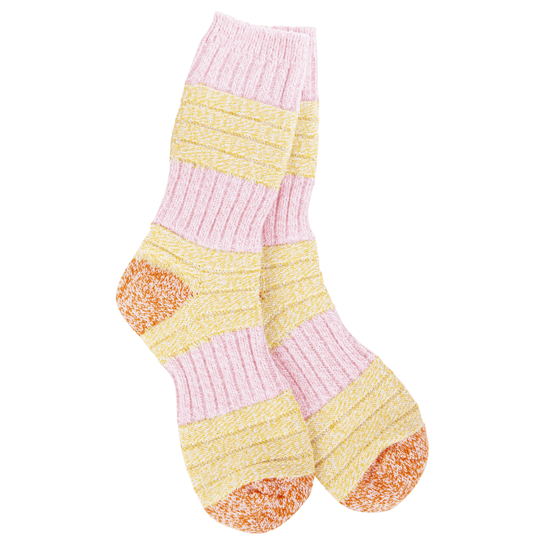 Weekend Patch Crew Socks Pink/Honey - Merry PigletsWorld's Softest Socks