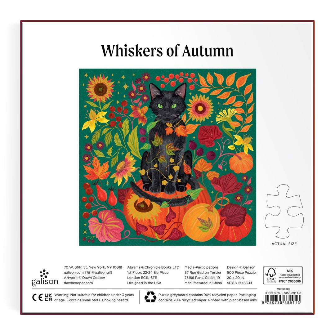 Whiskers of Autumn 500 Piece Foil Puzzle - Merry PigletsGalison