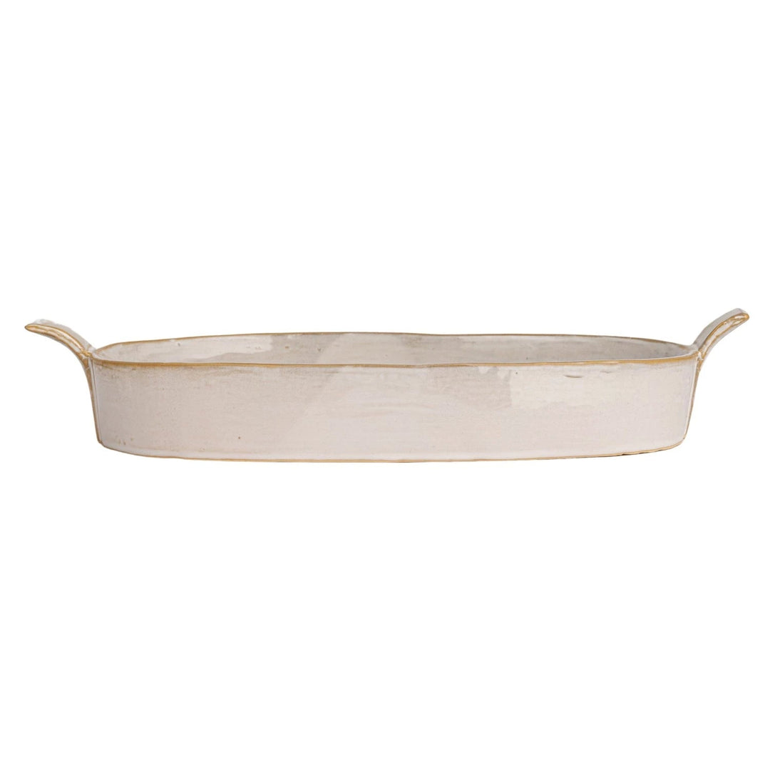 White Baker Dish - Merry PigletsCreative Co - Op