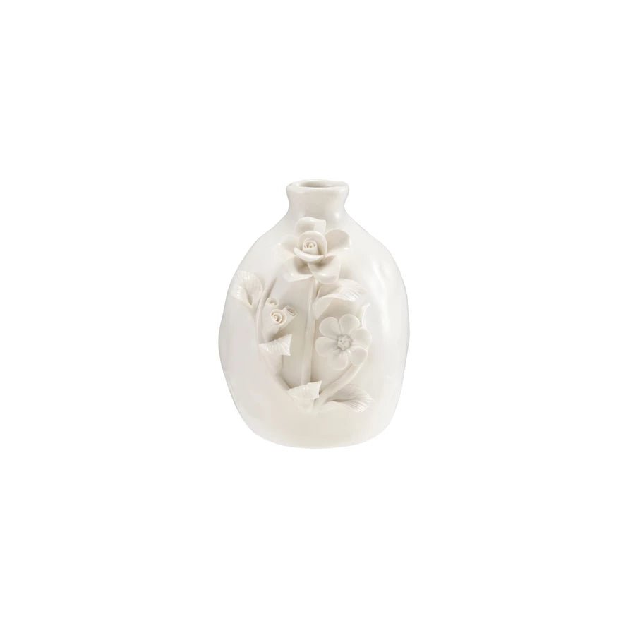 White Flower Vase - Merry PigletsCreative Co - Op