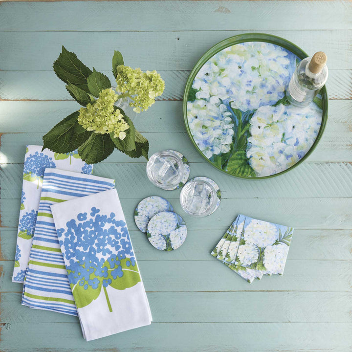 White Hydrangeas Round Serving Tray - Merry Pigletsrockflowerpaper