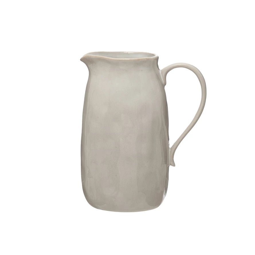 White Stoneware Pitcher - Merry PigletsCreative Co - Op