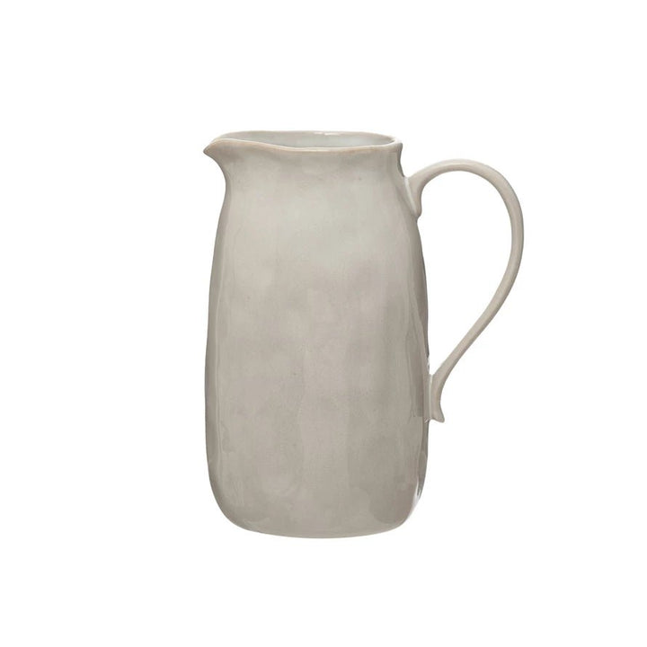 White Stoneware Pitcher - Merry PigletsCreative Co - Op