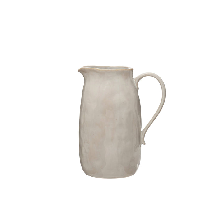 White Stoneware Pitcher - Merry PigletsCreative Co-Op