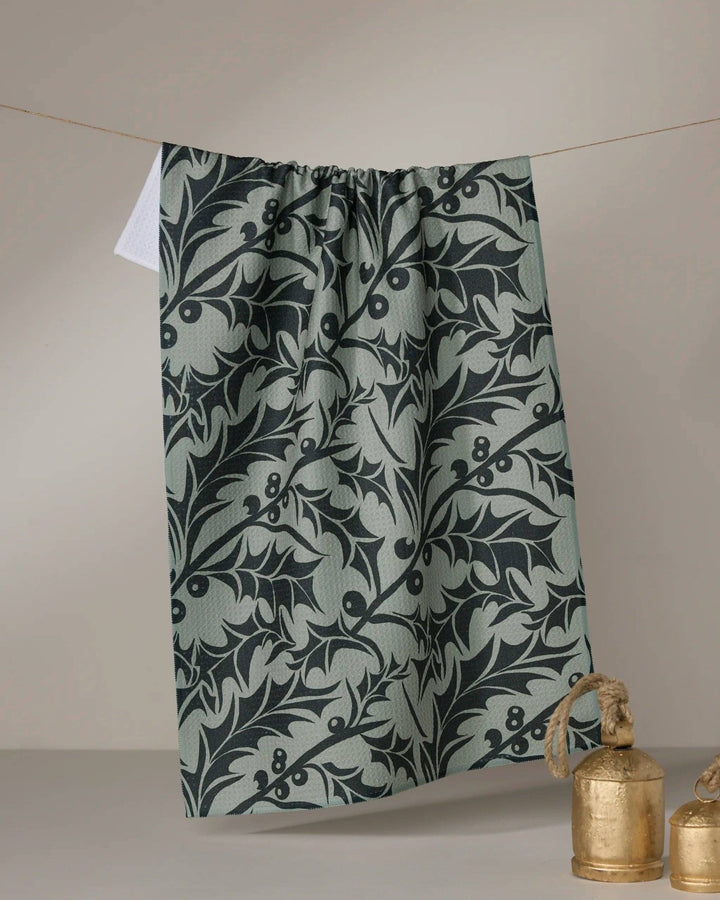 Winter Foliage Tea Towel - Merry PigletsGeometry