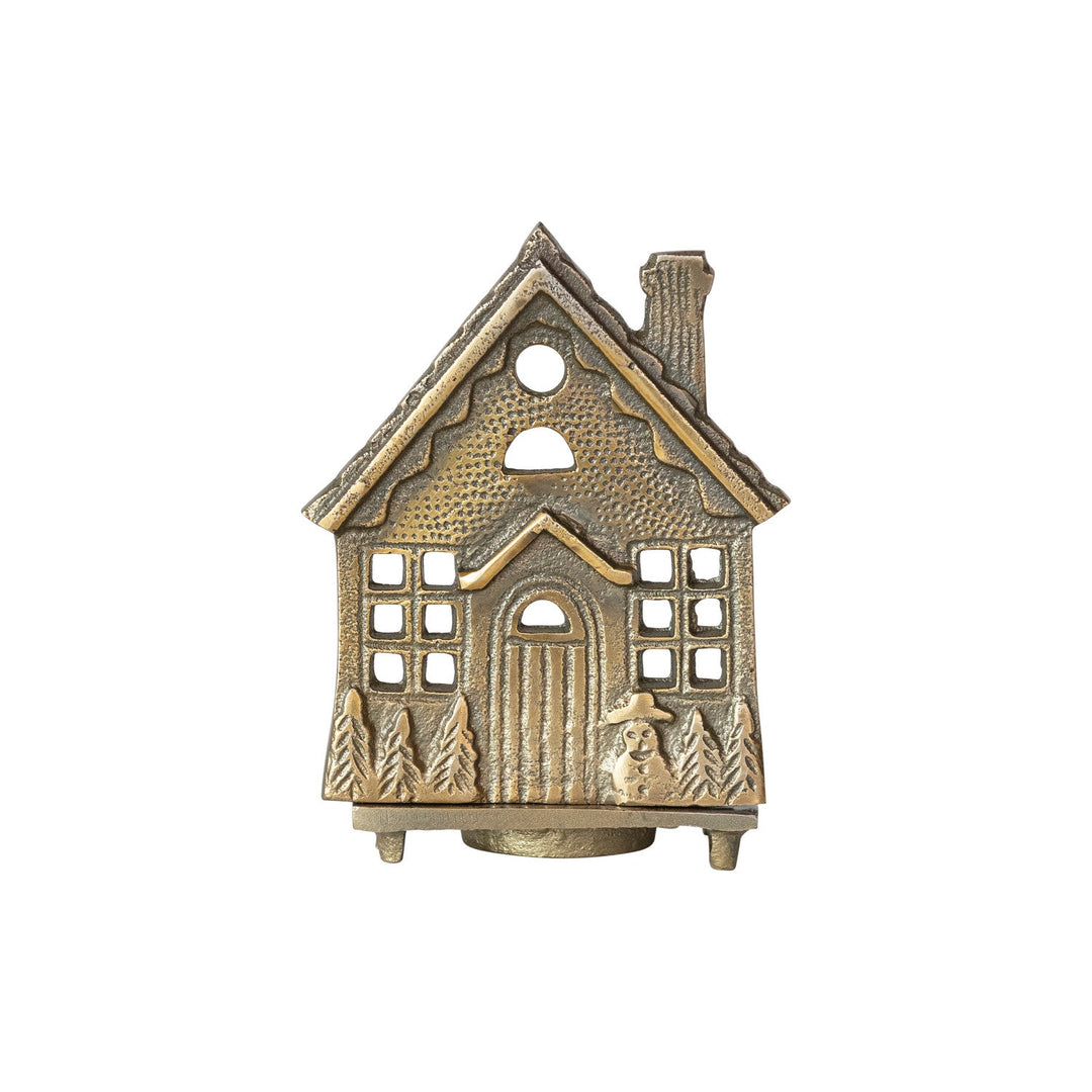 Winter House Tealight Holder - Merry PigletsCreative Co - Op