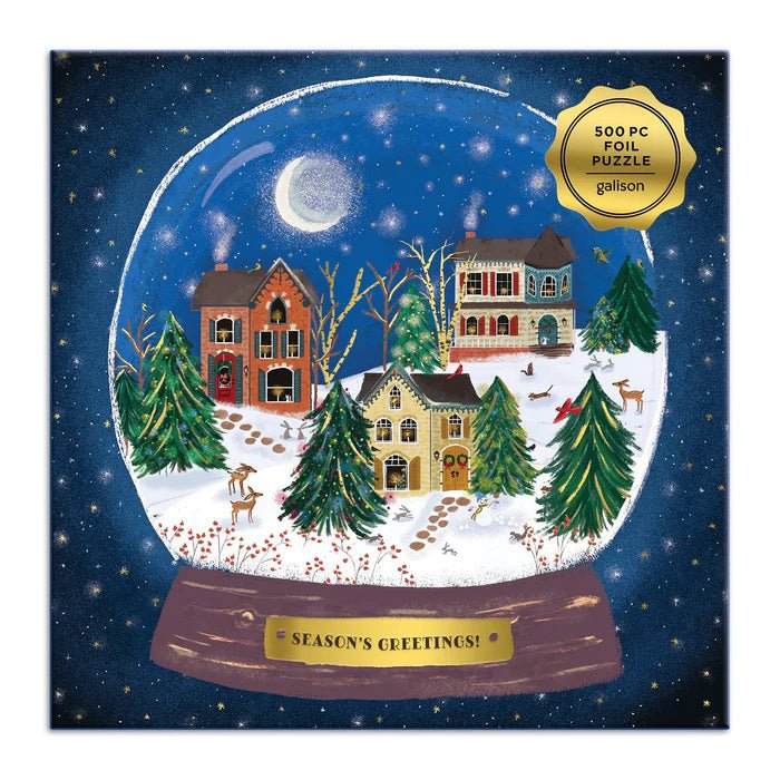 Winter Snow Globe 500 Piece Puzzle - Merry PigletsChronicle Books