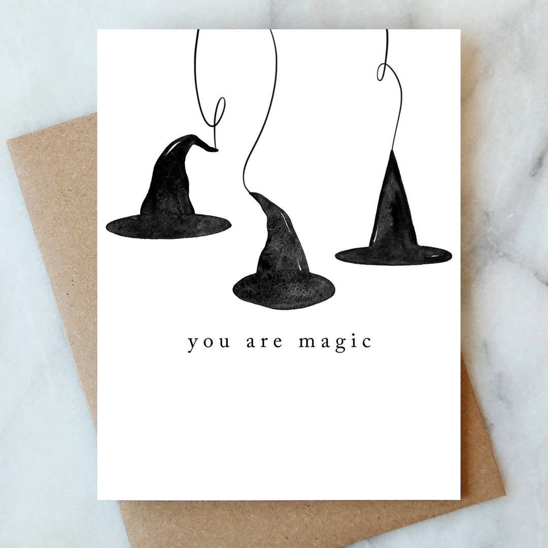 Witch Hats Halloween Greeting Card - Merry PigletsAbigail Jayne Design