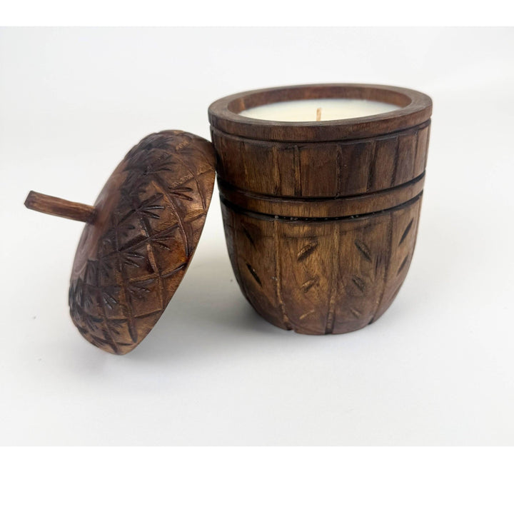 Wood Acorn Carved Fall Candle - Merry PigletsAndaluca