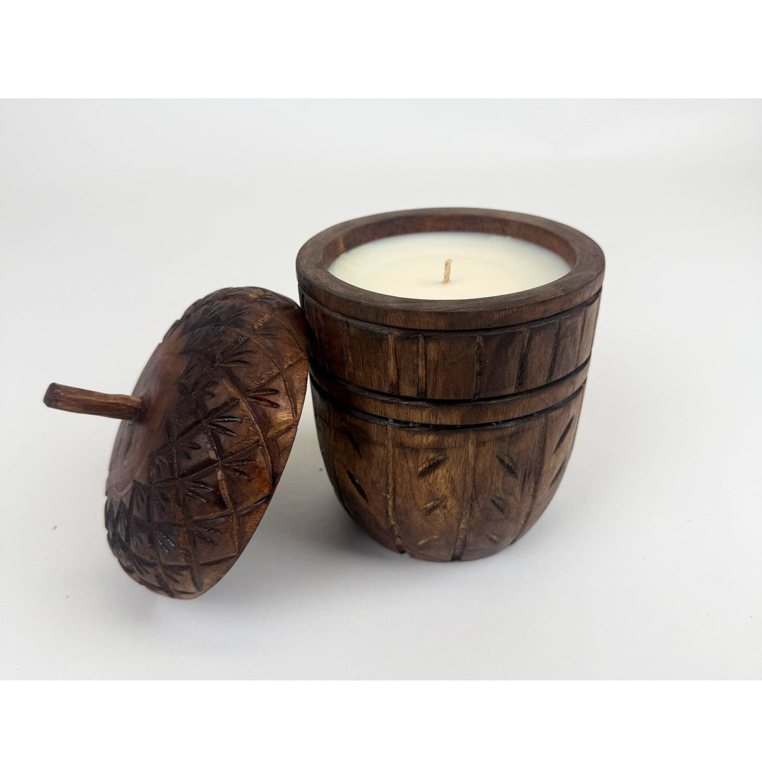 Wood Acorn Carved Fall Candle - Merry PigletsAndaluca