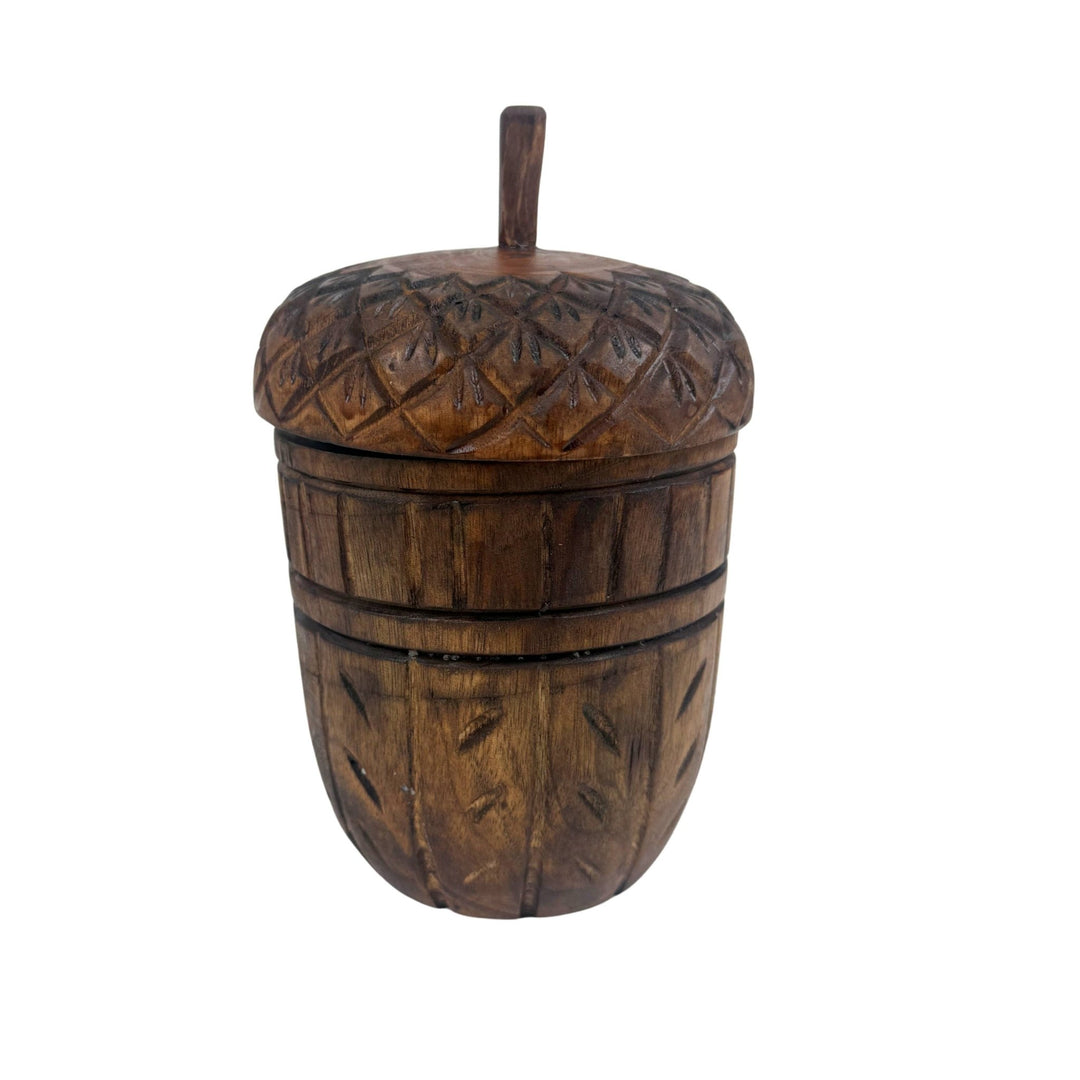 Wood Acorn Carved Fall Candle - Merry PigletsAndaluca