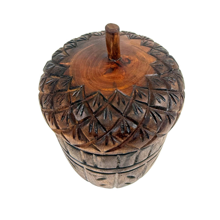 Wood Acorn Carved Fall Candle - Merry PigletsAndaluca