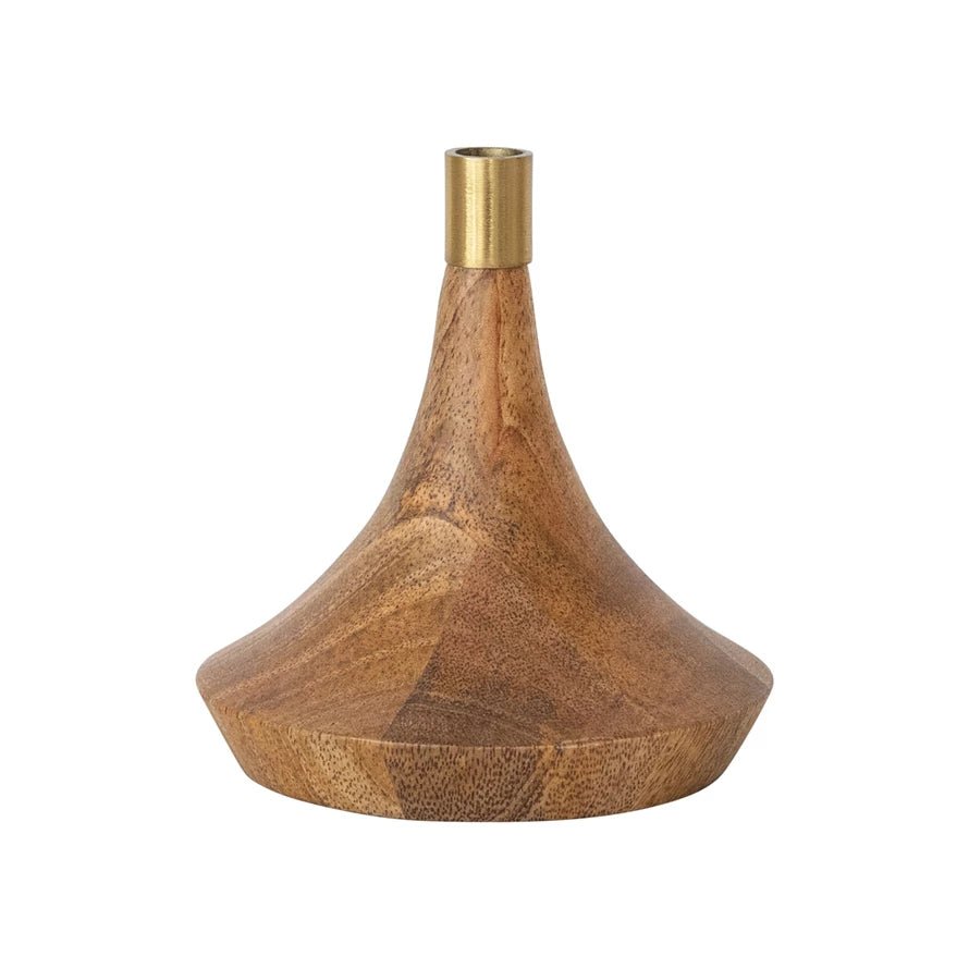 Wood and Metal Taper Candle Holder - Merry PigletsCreative Co - Op