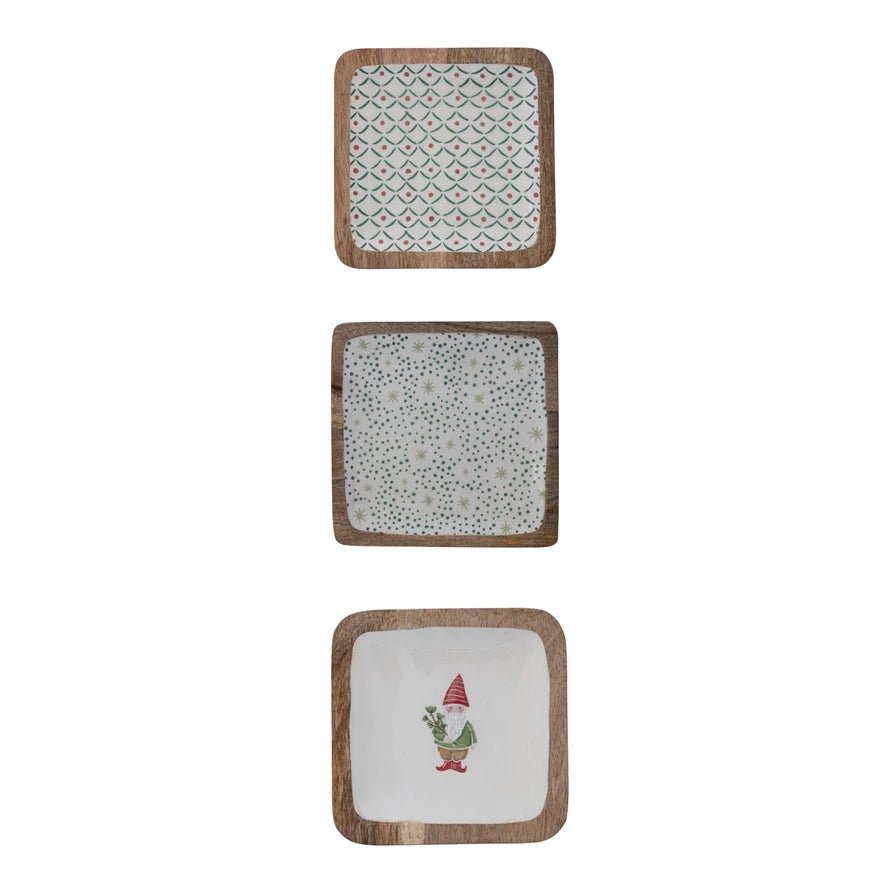 Woodland Gnome Wood Tray Set - Merry PigletsCreative Co - Op