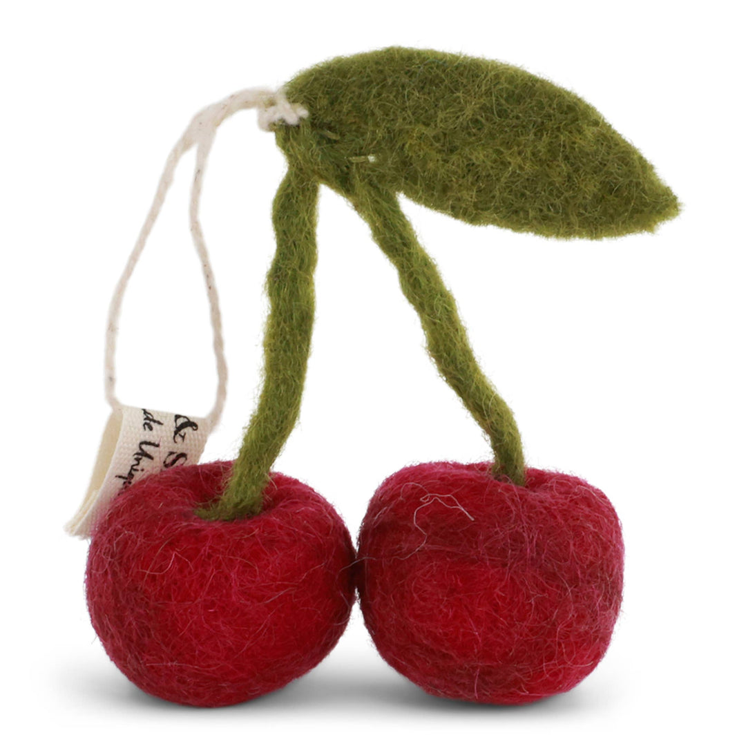 Wool Cherry Ornament - Merry PigletsGry and Sif