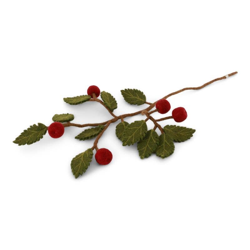 Wool Dark Red Apple Branch - Merry PigletsGry and Sif