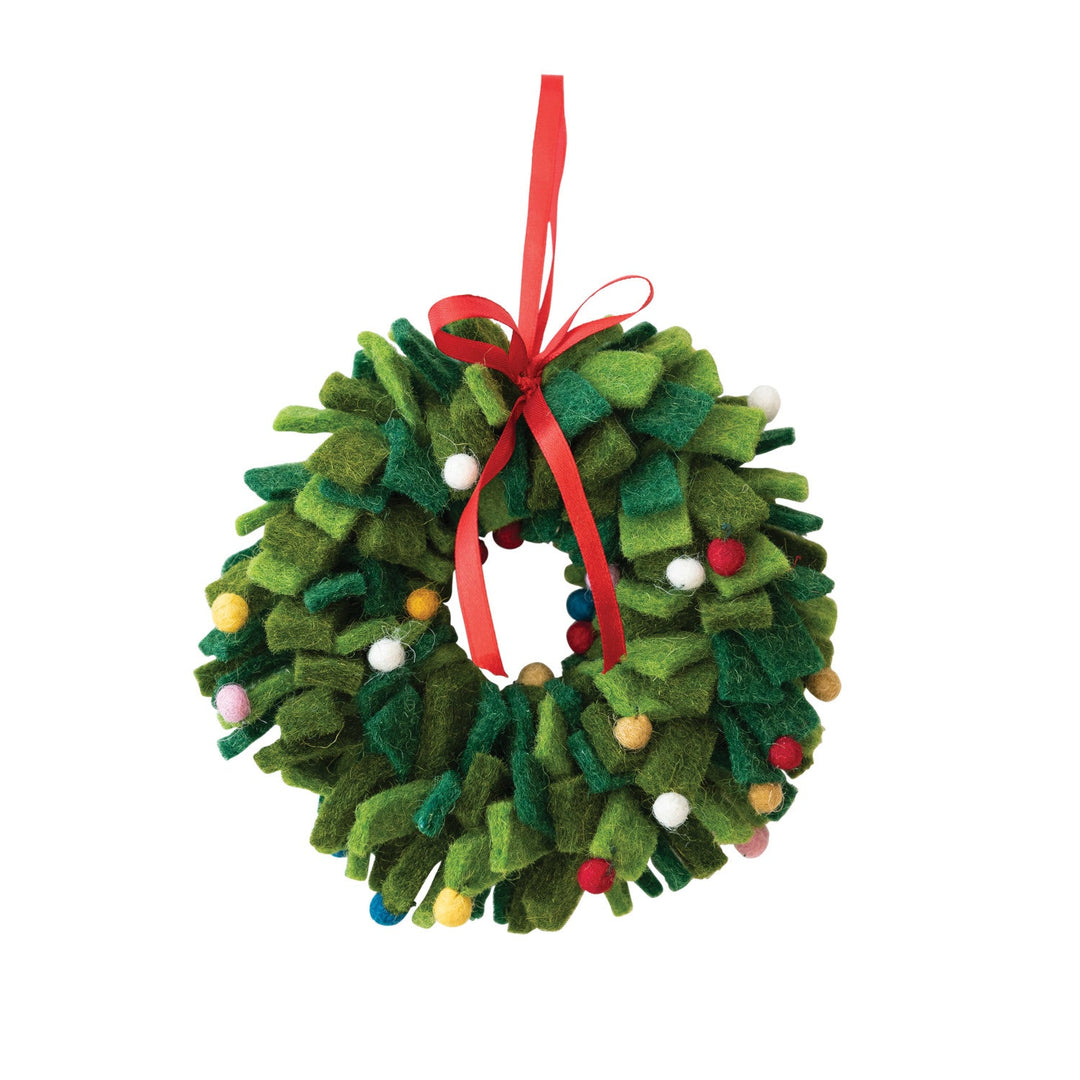 Wool Felt Wreath Ornament - Merry PigletsCreative Co - Op