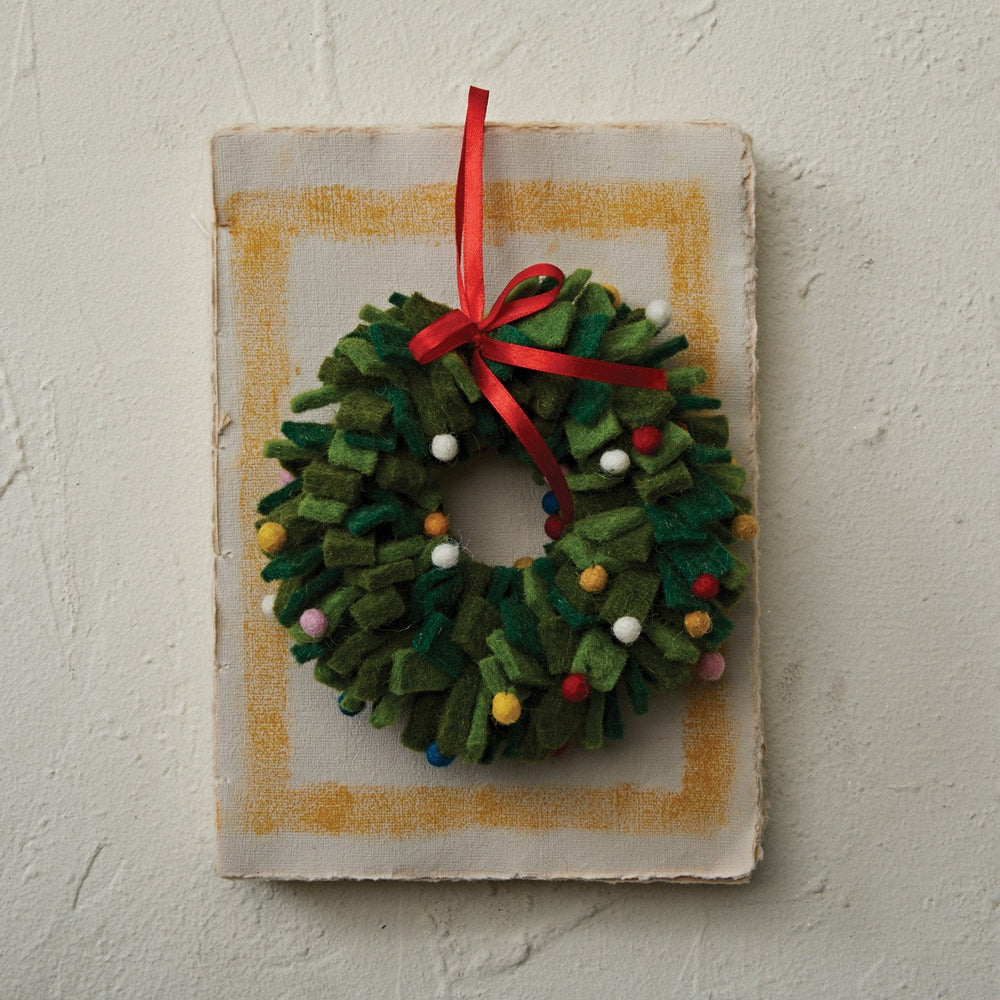 Wool Felt Wreath Ornament - Merry PigletsCreative Co - Op