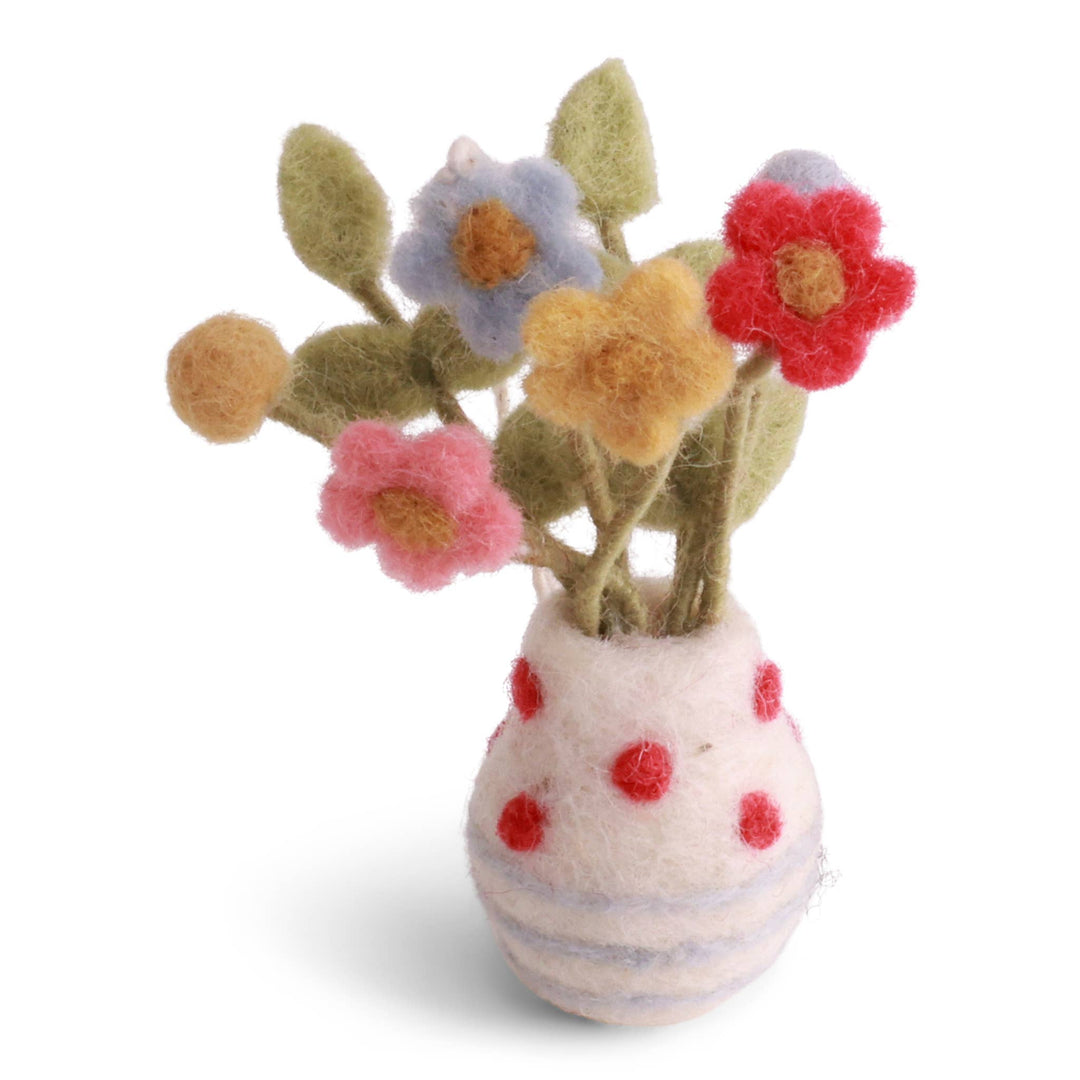 Wool Polk a Dot Vase w/ Flowers Ornament - Merry PigletsGry and Sif