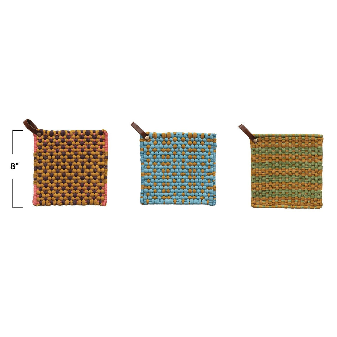 Woven Cotton Pot Holder - Merry PigletsCreative Co-Op