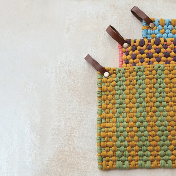 Woven Cotton Pot Holder - Merry PigletsCreative Co-Op