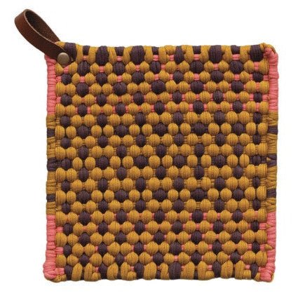 Woven Cotton Pot Holder - Merry PigletsCreative Co-Op