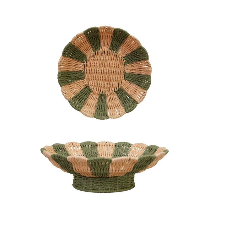 Woven Footed Bowl w/ Stripes - Merry PigletsCreative Co - Op