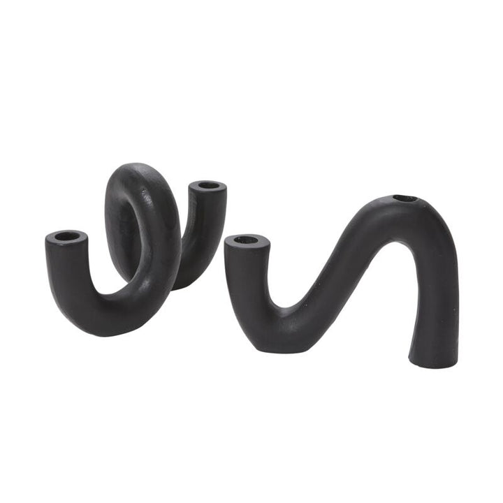 Black Curved Candle Holder