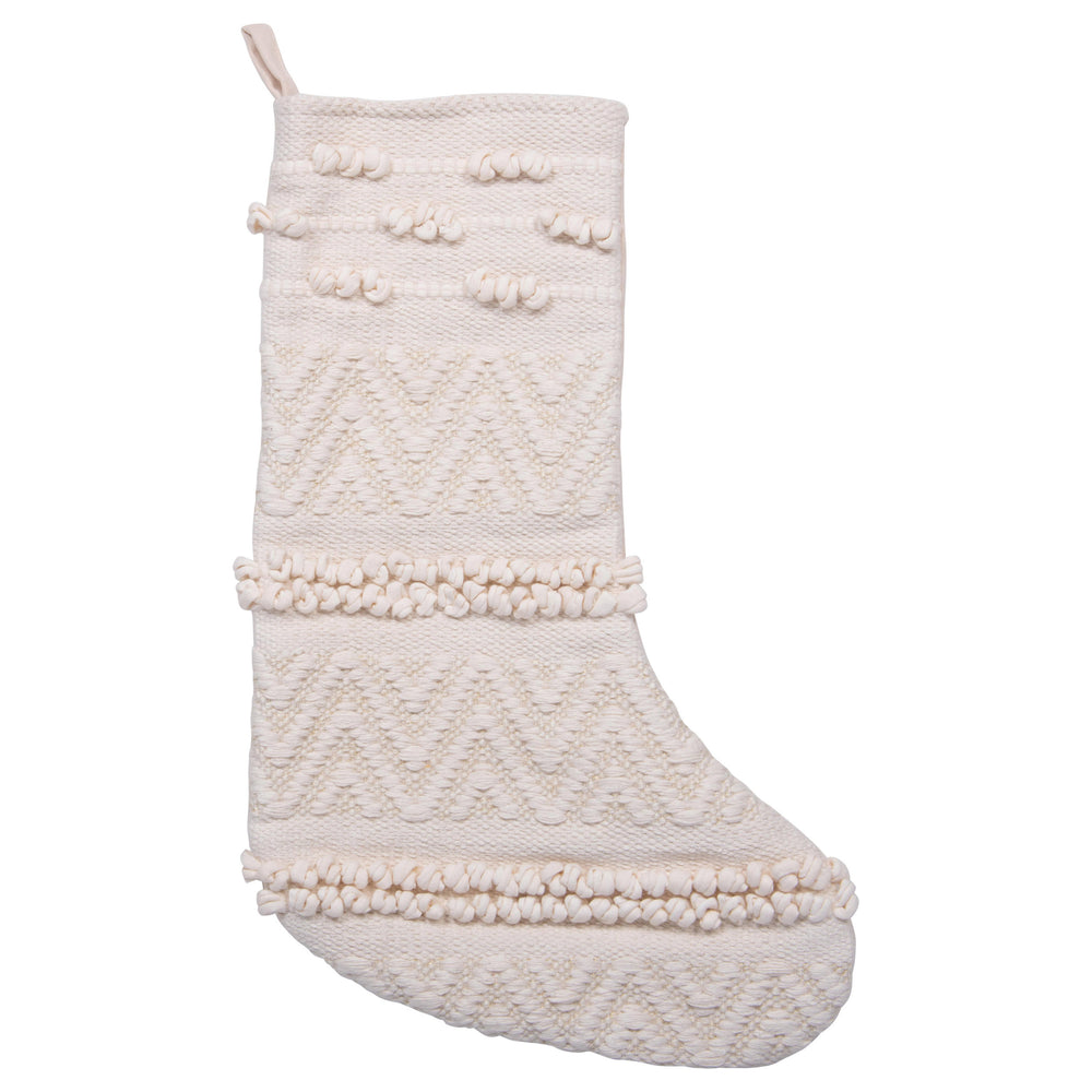 Cotton Blend Cream Stocking - Merry Piglets