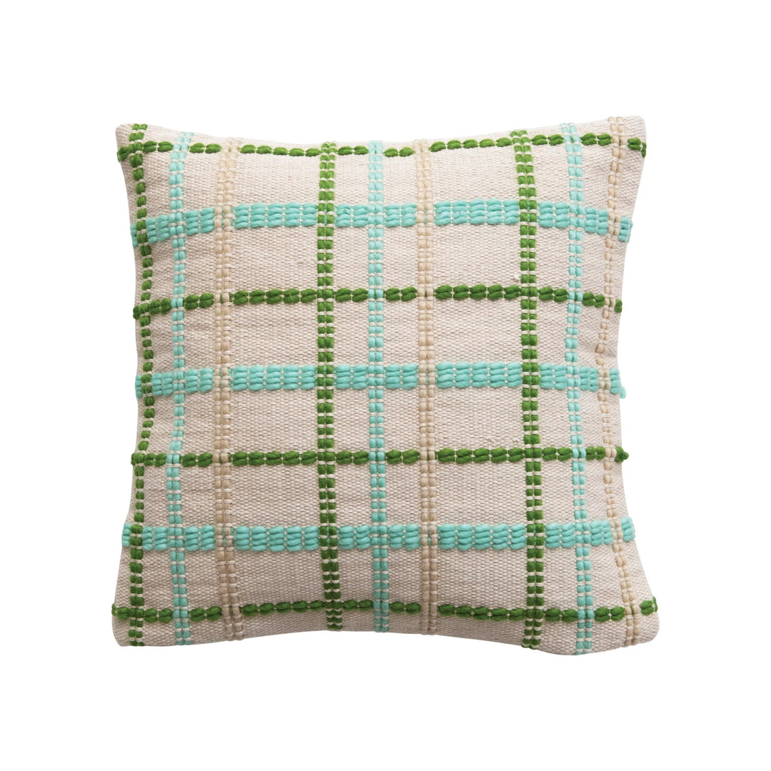 18" Woven Grid Pillow - Merry Piglets