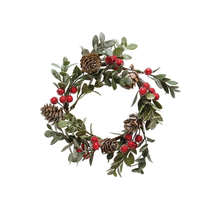 Faux Boxwood Wreath w/ Berries