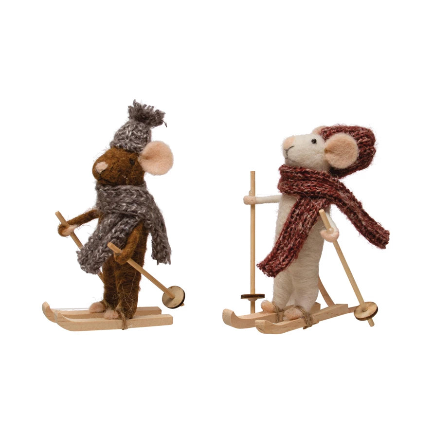 Wool Felt Skiing Mouse