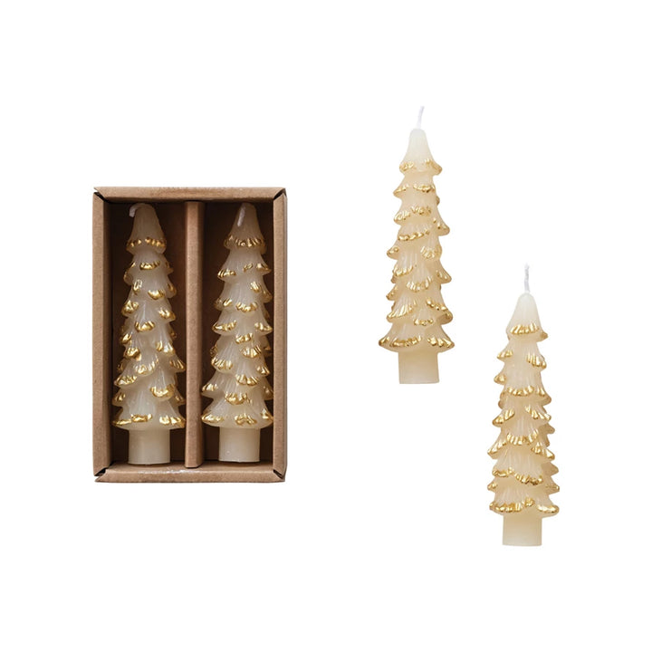 Tree Taper Candles - Eggnog w/ Gold Tips