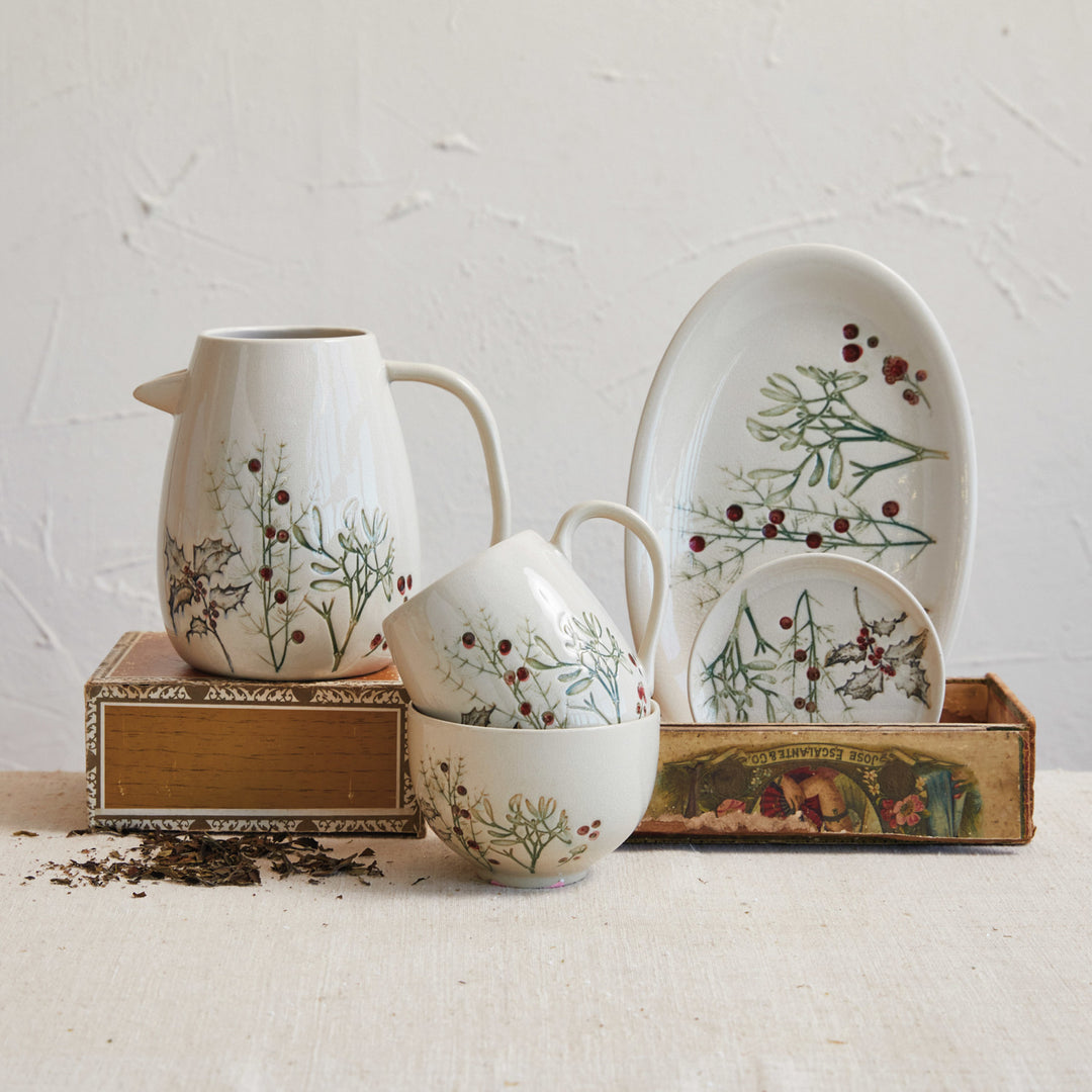 Stoneware Bowl w/ Seasonal Botanicals