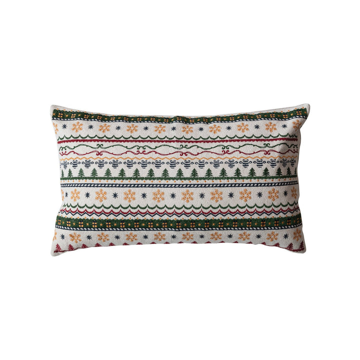 Embroidered Scandi Lumbar Pillow