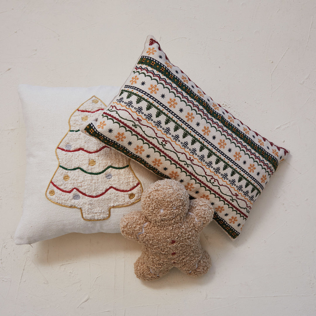 Embroidered Scandi Lumbar Pillow