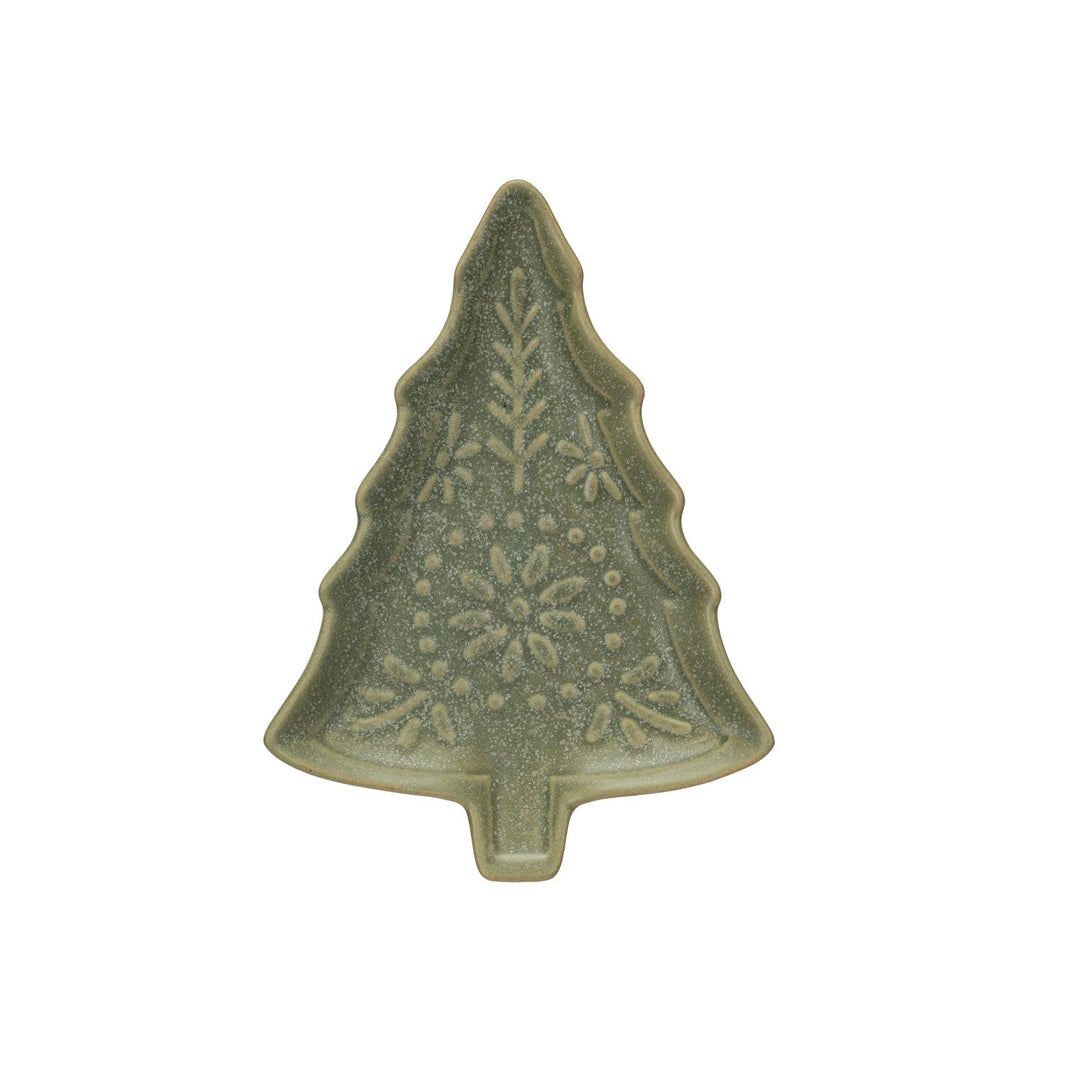 Stoneware Green Tree Plate