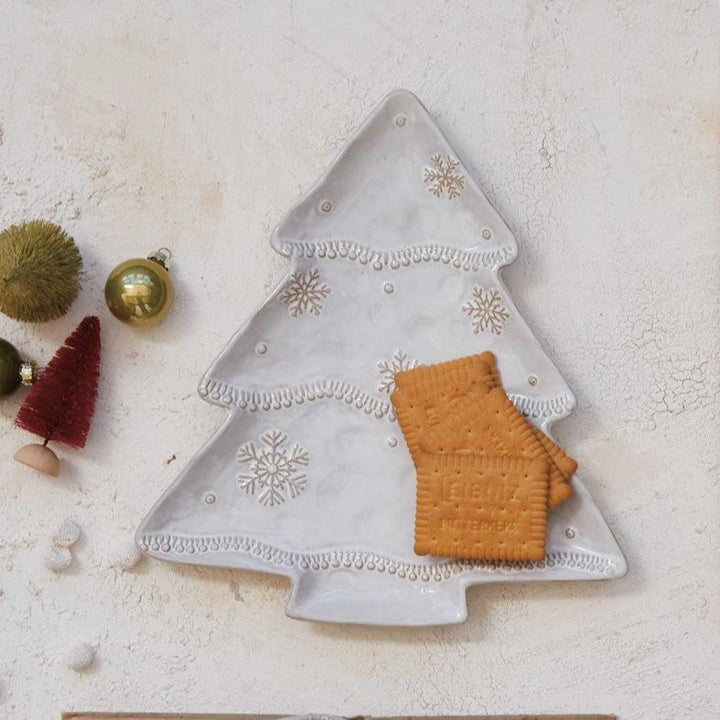 Tree Shaped Plate w/ Snowflakes