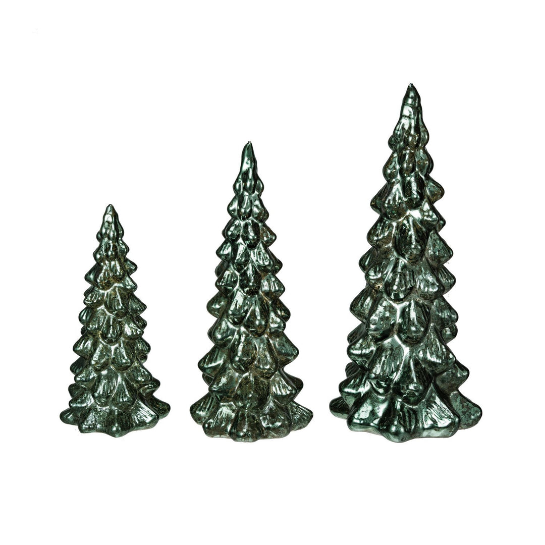 Mercury Glass LED Trees - Set of 3