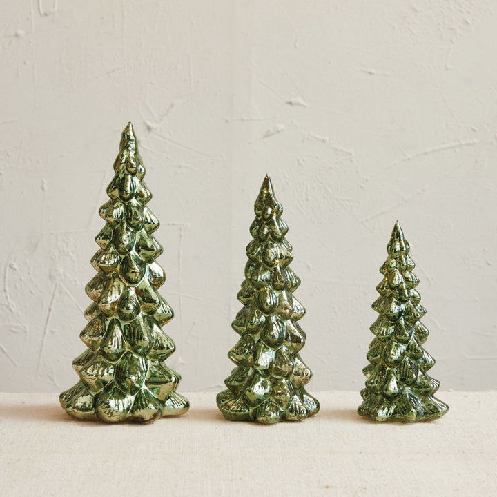 Mercury Glass LED Trees - Set of 3