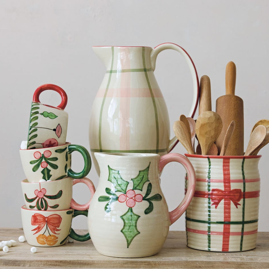 Plaid Stonware Pitcher