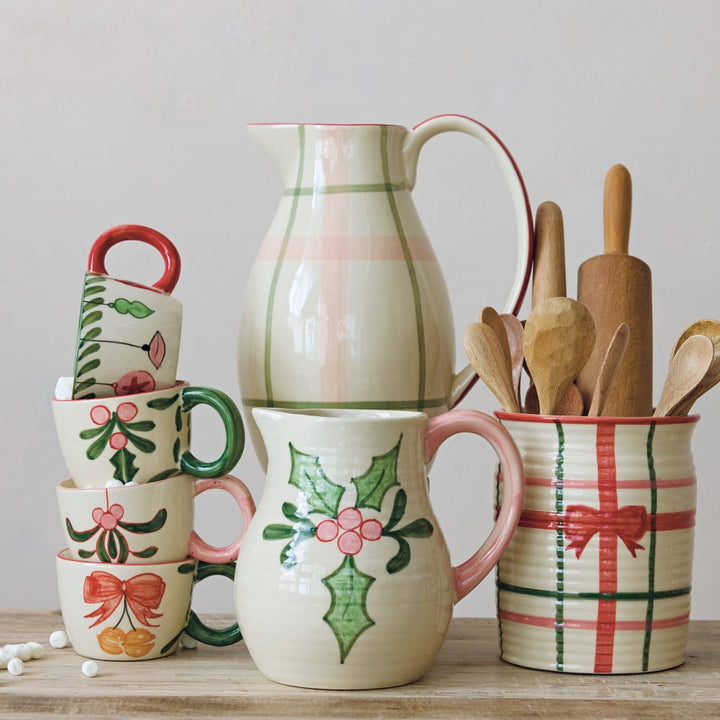 Plaid Stonware Pitcher