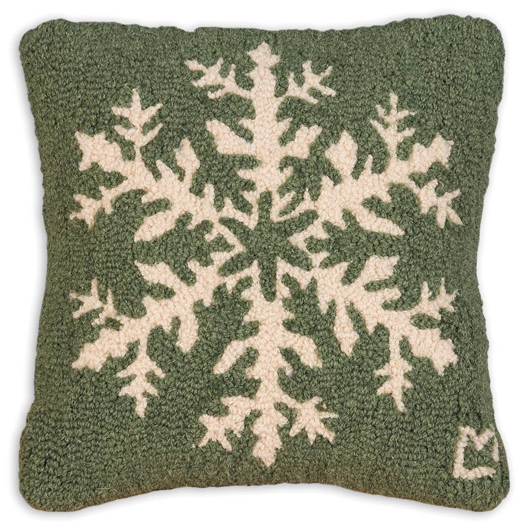 Pine Snowflake Wool Pillow - Merry Piglets