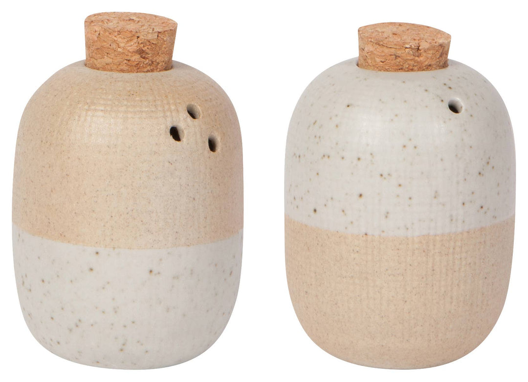 Natural Stoneware Salt & Pepper Shakers - Merry Piglets