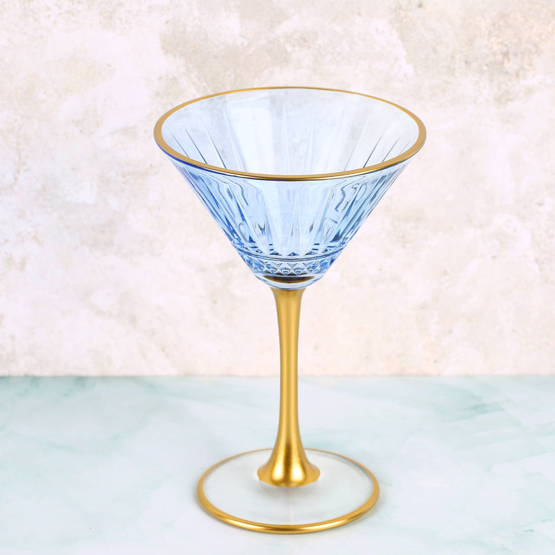 Art Deco Blue Martini Glass - Merry Piglets