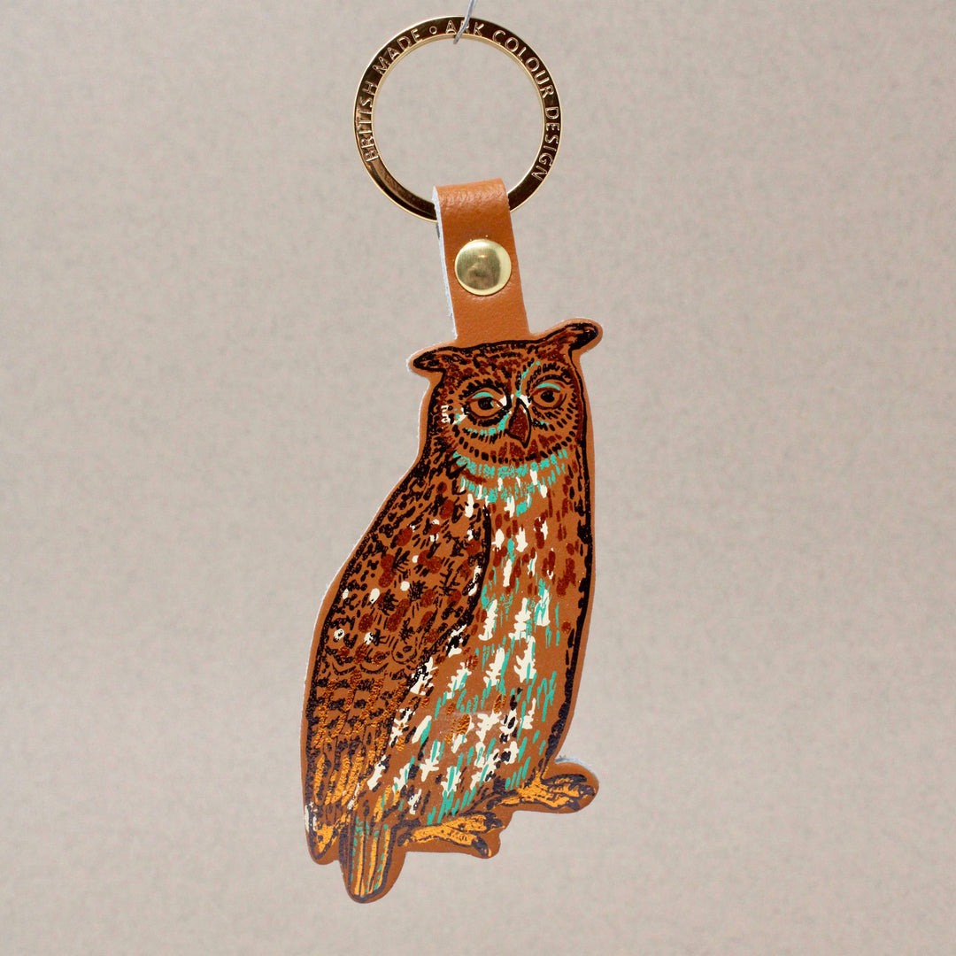 Nocturnal Owl Leather Key Fob - Merry Piglets