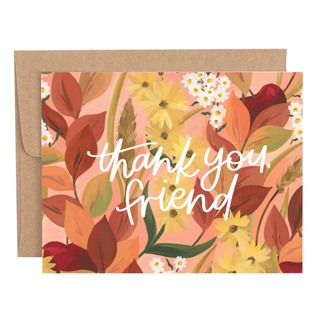 Fall Floral Thank You Greeting Card - Merry Piglets