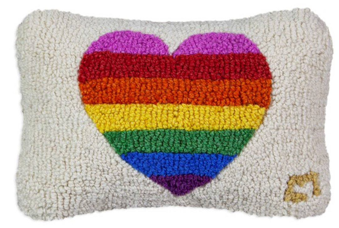 Rainbow Heart Wool Pillow - Merry Piglets