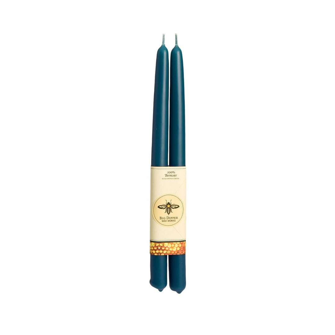 Teal Beeswax Taper Candles - Merry Piglets