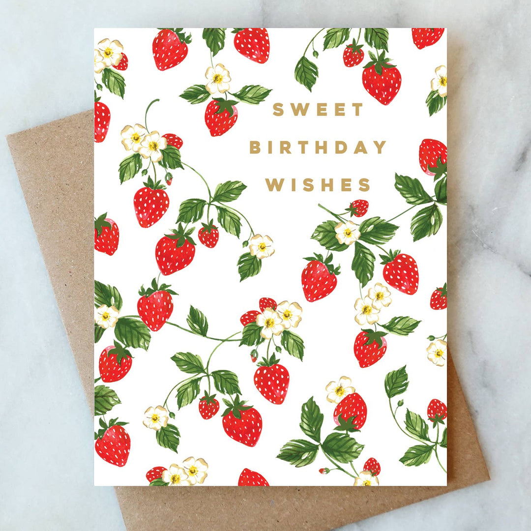 Strawberry Birthday Greeting Card - Merry Piglets